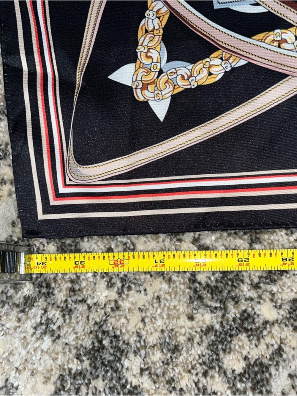 Louis Vuitton Black, White & Pink Monogram Silk Scarf with Gold Accents 34 inche - Picture 2 of 4